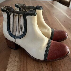 MOMA Red White Navy Blue Leather Ankle Chelsea Boot Booties 7